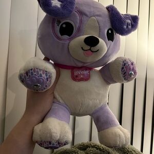 Interactive Purple and Cream Plush Puppy